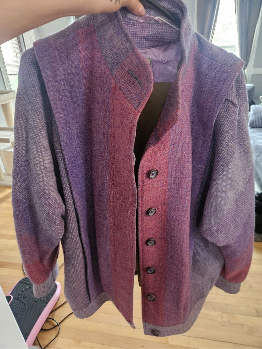 Vintage Purple Gradient Wool-Blend Women's Coat